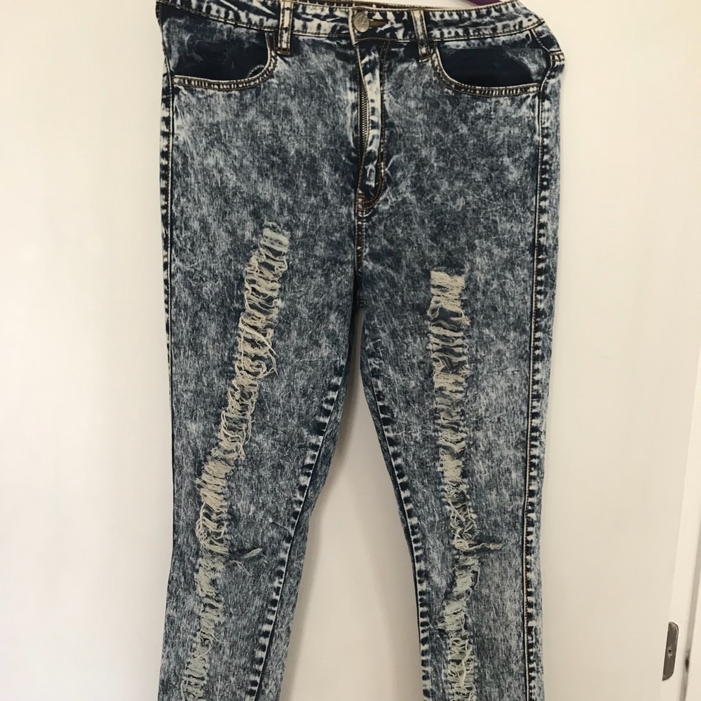 High rise washed jeans